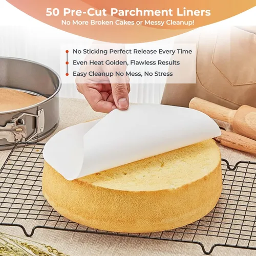 Miniatura 4 de RFAQK Molde Desmoldable Antiadherente de 9 Pulgadas – Molde Desmoldable para Tarta de Queso con Parte Inferior Extraíble, Espátula de Glaseado