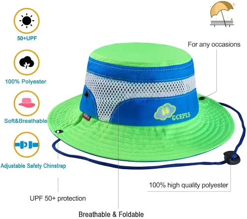 Miniatura 7 de Gcepls Sombrero plegable transpirable con protección solar para niños y niñas gorra de verano para la playa al aire libre
