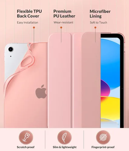 Miniatura 4 de MoKo Funda para iPad (A16) de 11ª generación 2025/10ª generación 2022, iPad de 11 pulgadas/10.9 pulgadas con cubierta trasera translúcida de TPU Oro