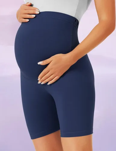 Miniatura 3 de BONVIGOR Pantalones cortos de maternidad sobre el vientre, para entrenamiento, yoga, atlético, embarazo, pantalones cortos de descanso