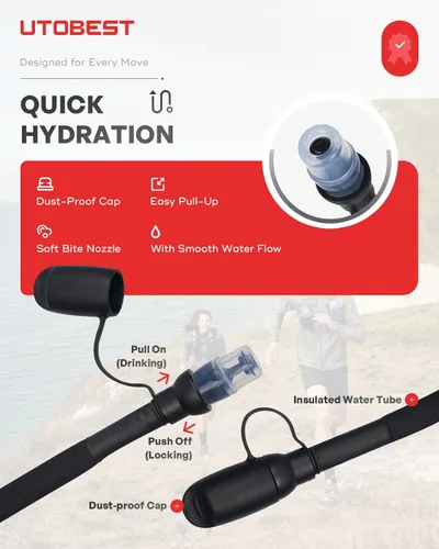 Miniatura 4 de UTOBEST Vejiga de hidratación, vejiga de agua de TPU, bolsa de agua para mochila de senderismo, sin BPA, apertura amplia, a prueba de fugas