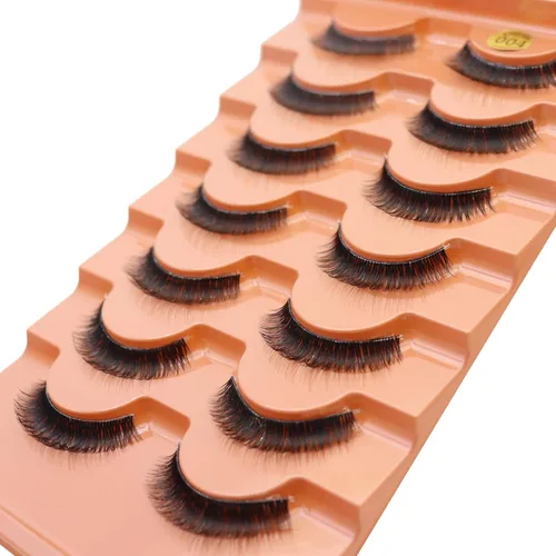 Miniatura 5 de DAODER - Pestañas postizas cortas y gruesas de visón de 0.394 pulgadas, aspecto natural, banda fina, suave, rizo D, 7 pares (004 cortas gruesas)