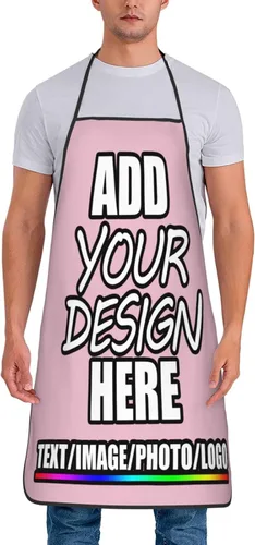 Miniatura 11 de Delantal personalizado personalizado para añadir nombre, foto, texto, logotipo, cocina ajustable para cocinero para hombres y mujeres