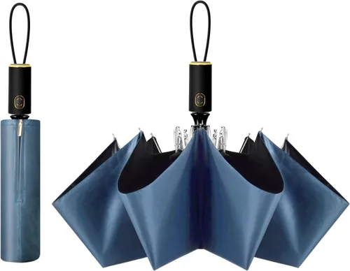 Miniatura 86 de Cuby Paraguas UV compacto plegable paraguas ligero portátil manual paraguas de viaje para resistente a la lluvia y 99% de protección UV con Negro