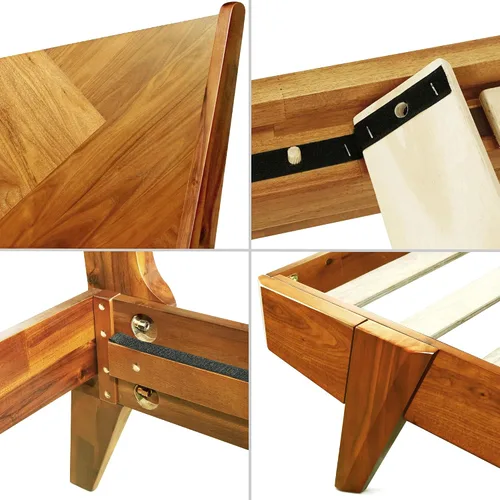 Miniatura 7 de Gazelle Signature - Marco de cama con cabecera alta de plataforma de madera maciza, marco de cama Queen, cama de madera natural Art Deco compatible
