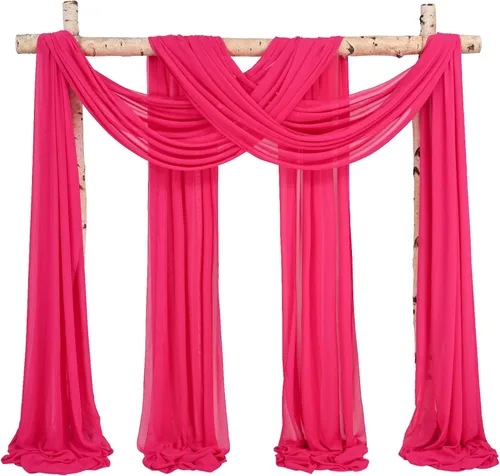 Miniatura 50 de Cortinas de arco de boda, 8 paneles de 28" x 20 pies, cortinas de tela de gasa blanca para ceremonia y recepción Blanco