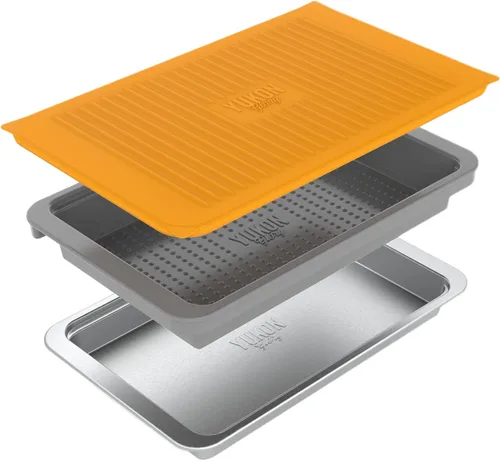 Miniatura 8 de Yukon Glory Prep 'N Serve - Juego de bandeja para preparar y servir BBQ con tapa + Plato para servir de acero inoxidable - Apilable, apto