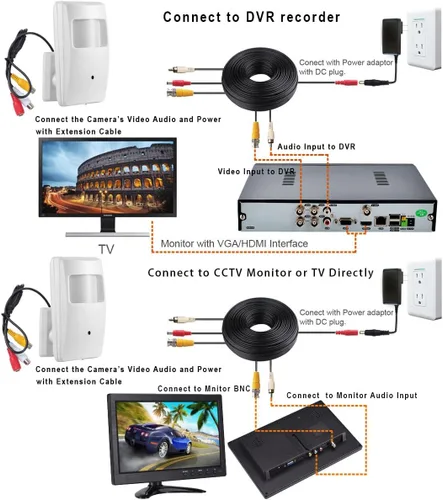 Miniatura 7 de 1/3 CCD 1000TV HD mini cámara de seguridad CCTV 0.142 in 90Degree PIR vivienda oculta cámara de vigilancia lente estenopeica para seguridad