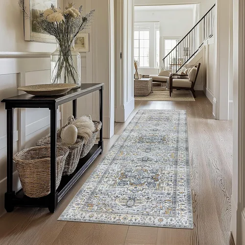 Miniatura 20 de Alfombra lavable para pasillo de 2 x 3: alfombra suave vintage para cocina, baño, lavandería, con respaldo antideslizante, alfombra de piso