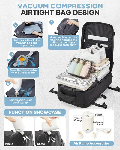 Miniatura 2 de WONHOX Mochila de viaje para mujeres y hombres, mochila para laptop con compartimento para zapatos, mochila impermeable para senderismo de equipaje