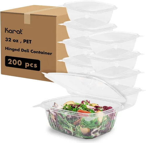 Miniatura 13 de Karat Recipientes Deli Transparentes de Concha de Almeja de PET de 4 onzas - Resistentes a Fugas, Sellado Fácil para Frescura, Ideales