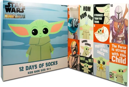 Miniatura 3 de Baby Yoda - Juego de calcetines con calendario de cuenta regresiva para cumpleaños, paquete con 12 pares de calcetines de Star Wars para niños