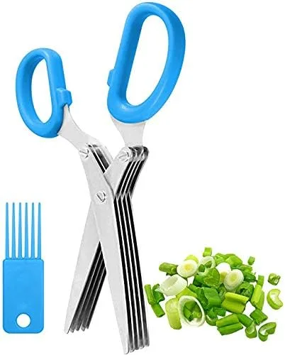 Miniatura 8 de Tijeras de cocina de acero inoxidable de 5 hojas para hierbas, picar hierbas frescas y verduras de hoja verde, utensilios de cocina, cortador