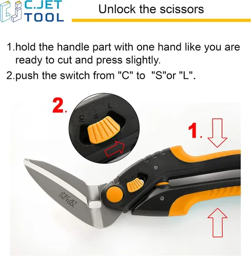 Miniatura 2 de C.JET TOOL Tijeras resistentes de 10 pulgadas, cortador de alfombras, herramienta industrial multiusos para cartón, cuero, poda, jardinería, acero