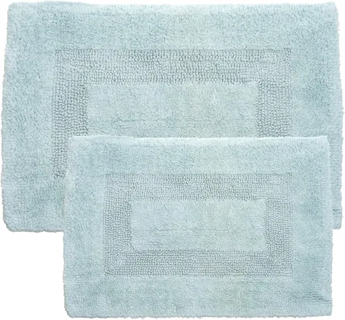 Miniatura 9 de Lavish Home, tapete de baño larga, reversible, 100 % algodón, 2 unidades Espuma de mar