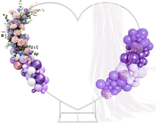 Miniatura 9 de Kit de arco de globos de metal, marco de arco de columna de globo de amor, soporte de arco de corazón de boda, suministros para bodas, novias, día