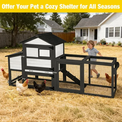 Miniatura 6 de Gallinero para 2-4 pollos expandible casa de pollo móvil para exteriores con ruedas, bandeja extraíble sin fugas, caja de anidación para gallinero