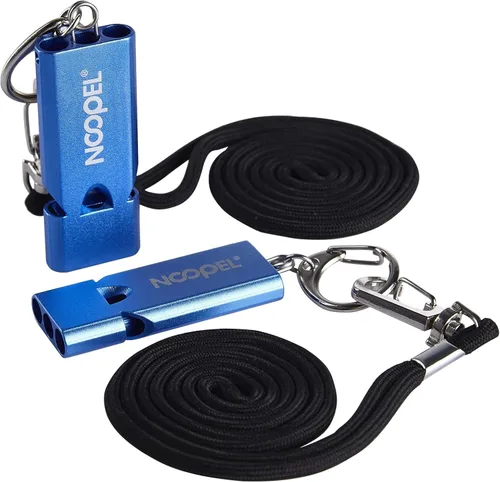 Miniatura 8 de Whistle Emergency Noopel - Silbatos de supervivencia de tres tubos, paquete de 2 con cordón y llavero para senderismo, camping, kayak, deportes