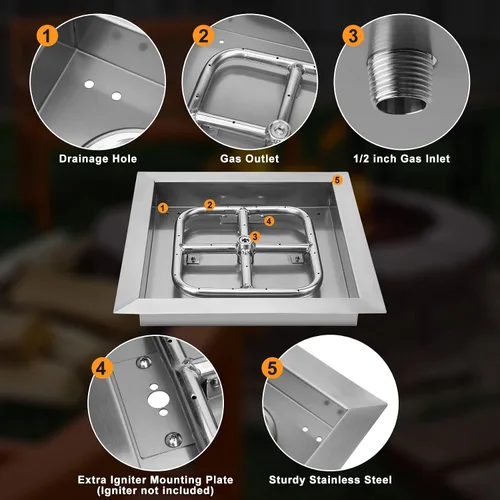 Miniatura 4 de Onlyfire - Ensamblaje de anillo y bandeja de quemador redondo de acero inoxidable, Entrega