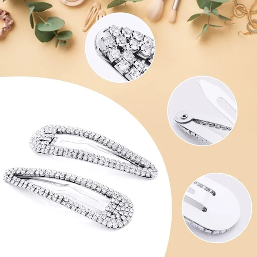 Miniatura 5 de KANPRINCESS Pinza para el pelo, 2 piezas de diamantes de imitación de 2.4 pulgadas, color plateado, pasadores de pelo para mujeres y niñas, novia