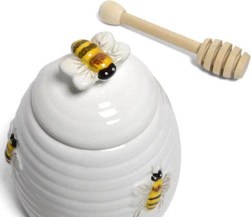 Miniatura 2 de Mary Lake-Thompson Olla de Miel de Colmena de Cerámica con Cucharón de Miel