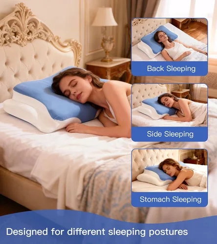 Miniatura 6 de Almohada cervical para el cuello para aliviar el dolor, almohada ergonómica para dormir de lado para dormir, almohadas de espuma viscoelástica