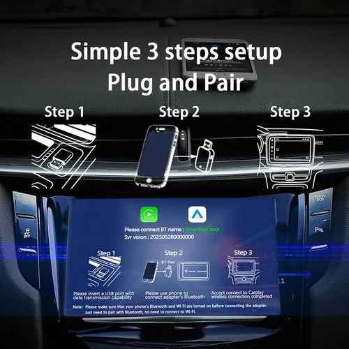 Miniatura 7 de 2026 Upgraded Wireless Carplay Adapter for BMW X6 (G06) 2019-2026 2-in-1 Mini Auto Adapter Wired CarPlay to Wireless Fast Connection,A-Black
