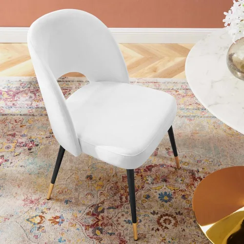 Miniatura 7 de Modway Rouse Performance - Silla de comedor de terciopelo en color blanco, 23 x 20 x 32