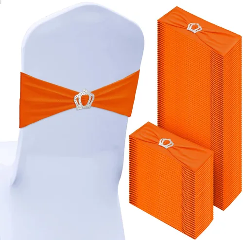 Miniatura 10 de VitalCozy 100 piezas de cintas elásticas de elastano para sillas con hebilla deslizante en forma de corona, bandas elásticas para sillas, lazos