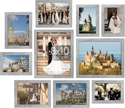 Miniatura 8 de upsimples Paquete de 10 Marcos de Fotos Collage Decoración de Pared para Montaje o Exhibición de Mesa, Juego de Marcos de Galería de Fotos