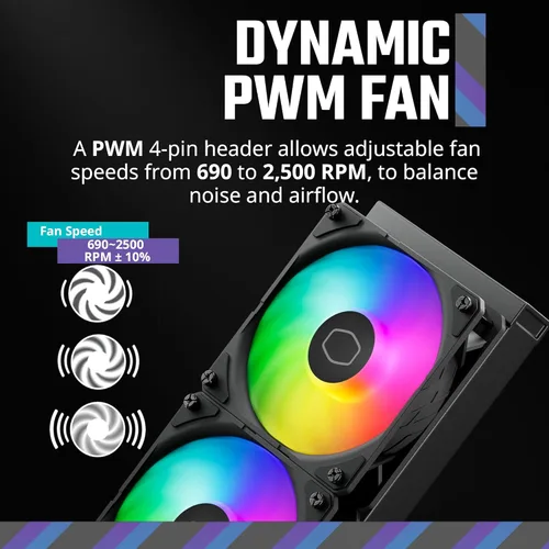 Miniatura 6 de Cooler Master 360 Atmos Enfriador líquido AIO de circuito cerrado impulsado por el rendimiento, R9 Ultra 9, bomba aRGB de doble cámara, radiador