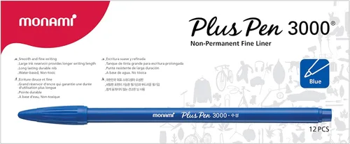 Miniatura 4 de MONAMI Plus Pen 3000 bolígrafos de punta de fieltro, punta fina (0.016 in), forro fino, escritura/diario/toma de notas en casa, escuela y oficina