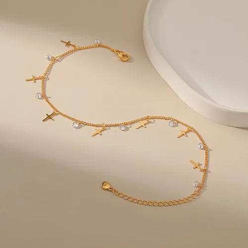 Miniatura 47 de Tobillera para mujer, chapada en oro de 18 quilates, tobillera con dije de oro, impermeable, para verano, playa, cadena de pie, joyería para regalos