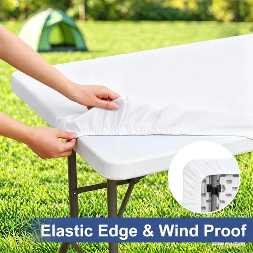Miniatura 2 de homing Mantel cuadrado ajustable de poliéster impermeable, protector de mesa lavable para picnic, campamento, al aire libre (negro, 34 x 34 pulgadas)