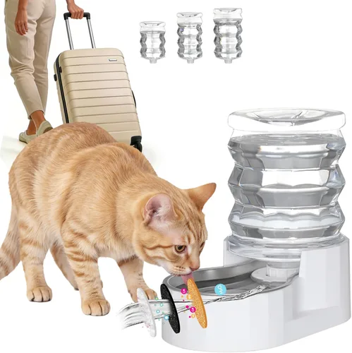 Miniatura 31 de RIZZARI Dispensador de agua grande para perros: 8L de gravedad elevada en negro, dispensador automático de acero inoxidable con cepillo Perla