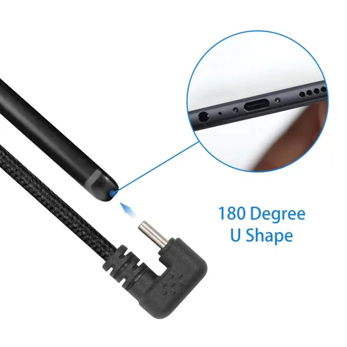 Miniatura 4 de Poyiccot Cable USB tipo C 3A de carga rápida, cable USB C de 180 grados, cable de carga USB C en forma de U, cable de transferencia