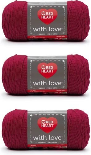 Miniatura 36 de Red Heart with Love Berry - Hilo rojo – Paquete de 3 unidades de 6.98 oz/7 onzas – Acrílico – 4 medianos (peinado) – 370 yardas – Tejido/ganchillo