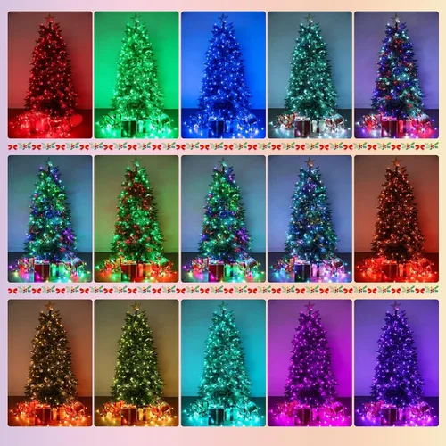 Miniatura 7 de iBaycon - Luces de Navidad Inteligentes que Cambian de Color, 66 pies, 200 luces LED RGB, luces de árbol de Navidad con control remoto y aplicación