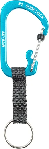 Miniatura 3 de Nite Ize SlideLock Llavero, Llavero Mosquetón con Bloqueo de Aluminio con Correa, Azul