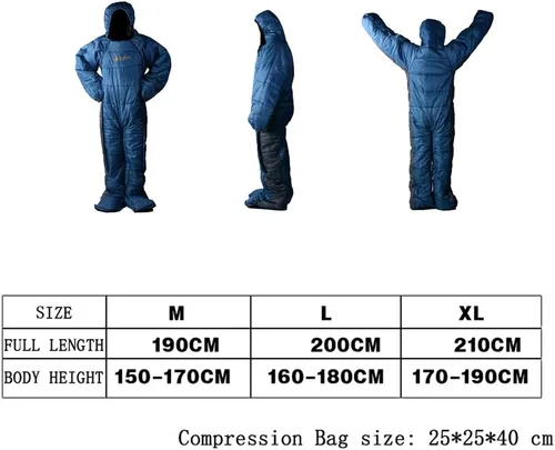 Miniatura 5 de Wing Enterprises - Saco de dormir para adultos, ideal para camping, de pie, 3 temporadas, de cuerpo completo, para viajes al aire libre, senderismo