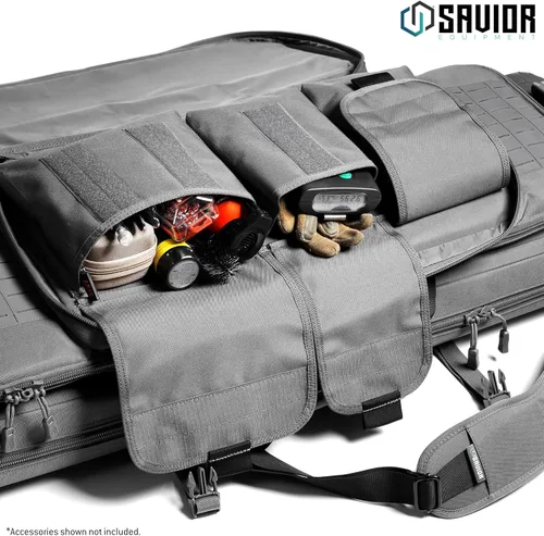 Miniatura 4 de Savior Equipment Specialist Series Tactical Double Long Gun Bag Case Backpack 4 Pistol Handgun Storage, Lockable Zippers, Padded Drag Handles, Gris
