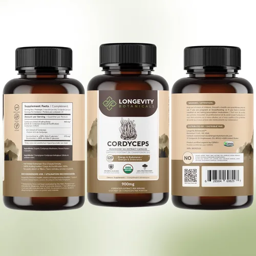 Miniatura 9 de Longevity Botanicals Cápsulas orgánicas de hongos Cordyceps Extracto de suplemento de 120 unidades Cuerpo fructífero Cordyceps Militaris ≥30%
