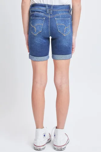 Miniatura 4 de YMI Wannabettafit Pantalones cortos de ciclismo de tiro medio con puños enrollables para niñas