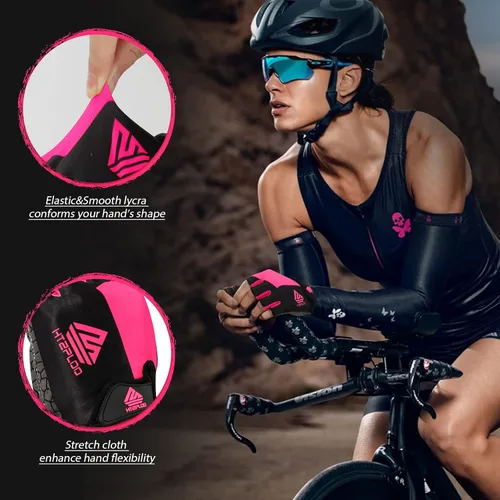 Miniatura 4 de Guantes de bicicleta para hombres y mujeres con almohadilla antideslizante que absorbe los golpes, guantes de ciclismo ligeros de medio dedo