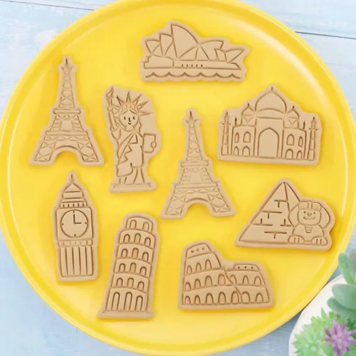 Miniatura 6 de 8 Piezas Moldes de Galletas de la Estatua de la Libertad para Hornear Moldes de Galletas, Prensa Torre Eiffel, Juego de Moldes de Galletas