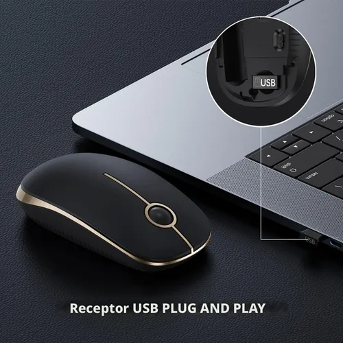 Miniatura 3 de VssoPlor Ratón Inalámbrico 2.4G, Ratón Portátil Delgado para Computadora Portátil con Receptor Nano, Ratón Óptico Silencioso para Notebook, PC