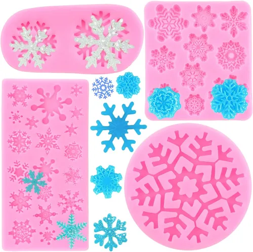 Miniatura 13 de ZiXiang Moldes de fondant de Navidad, copo de nieve, muñeco de nieve, piña, reno, bombilla, hojas de acebo, caramelo, chocolate, moldes de silicona