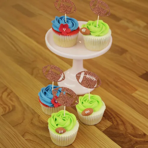 Miniatura 4 de 24 piezas de pelota de rugby para magdalenas, jugadores de fútbol, selecciones deportivas para cupcakes, temática de deportes de rugby, baby shower