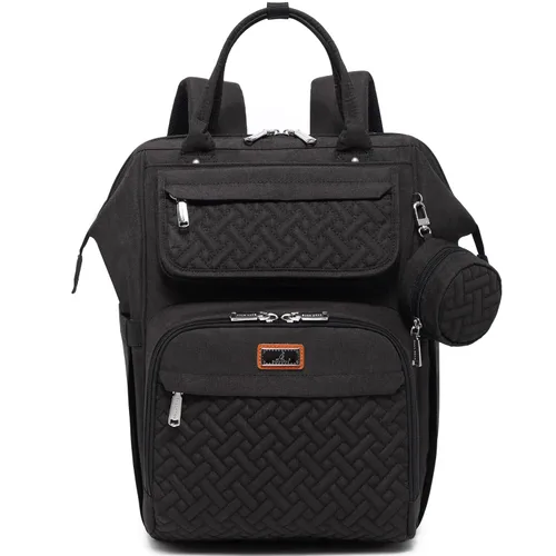 BabbleRoo - Mochila para pañales, bolsa multifuncional para cambiar pañales con cambiador, correas para cochecito y funda para chupón, unisex, Negro