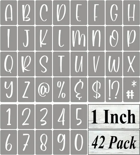 Miniatura 15 de Plantillas de letras del alfabeto de 4 pulgadas para pintar, paquete de 42 plantillas de letras y números con letreros para pintar sobre madera